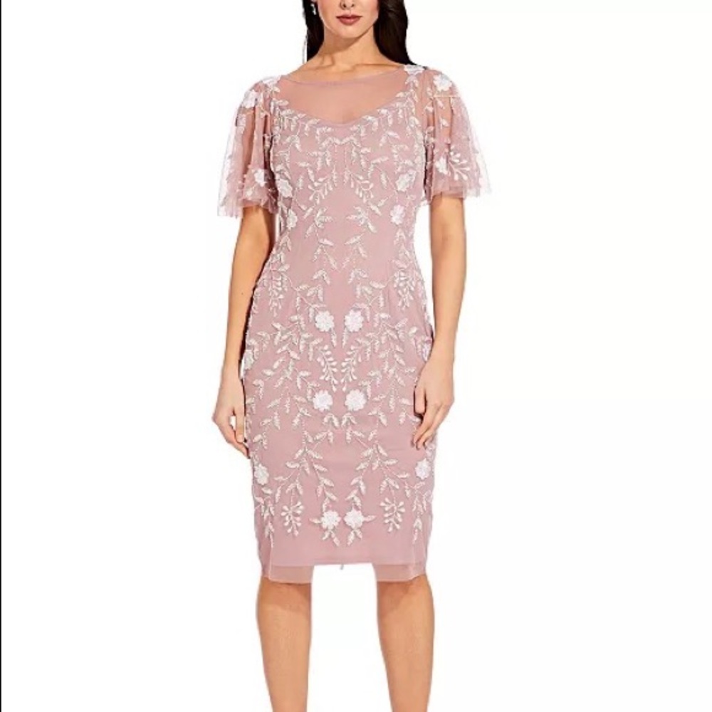 Embellished Flutter-Sleeve Sheath Dress Adrianna Pepell women